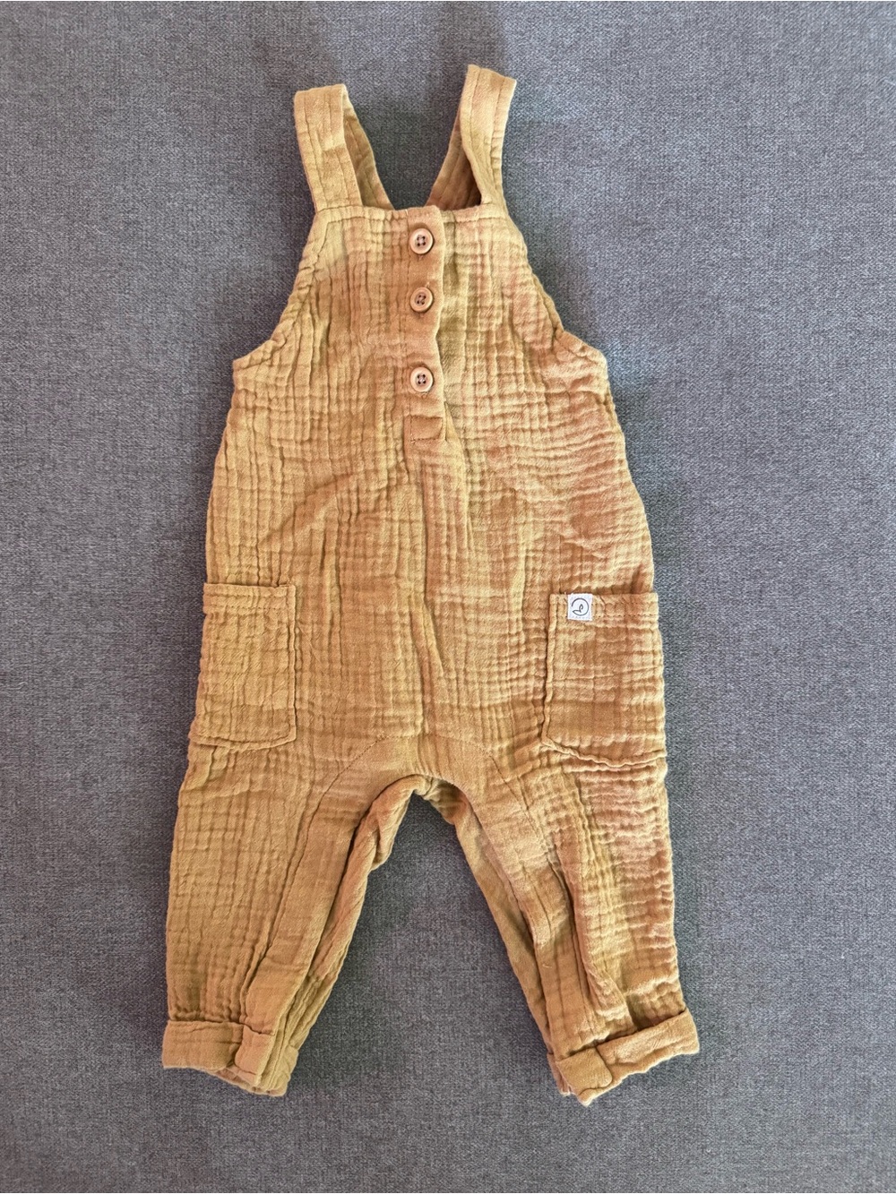 Carter’s Little Planet Organic Cotton Gauze Overall Jumpsuit Mustard Yellow 6 M